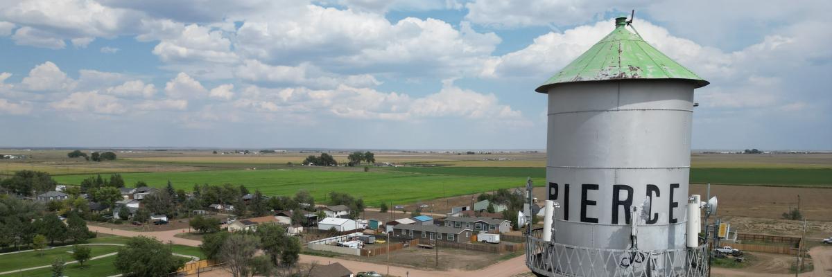 Eastern View of Pierce Showing Water Tower